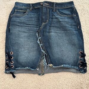 Jessica Simpson Blue Denim Mini Skirt with Lace-Up Accents